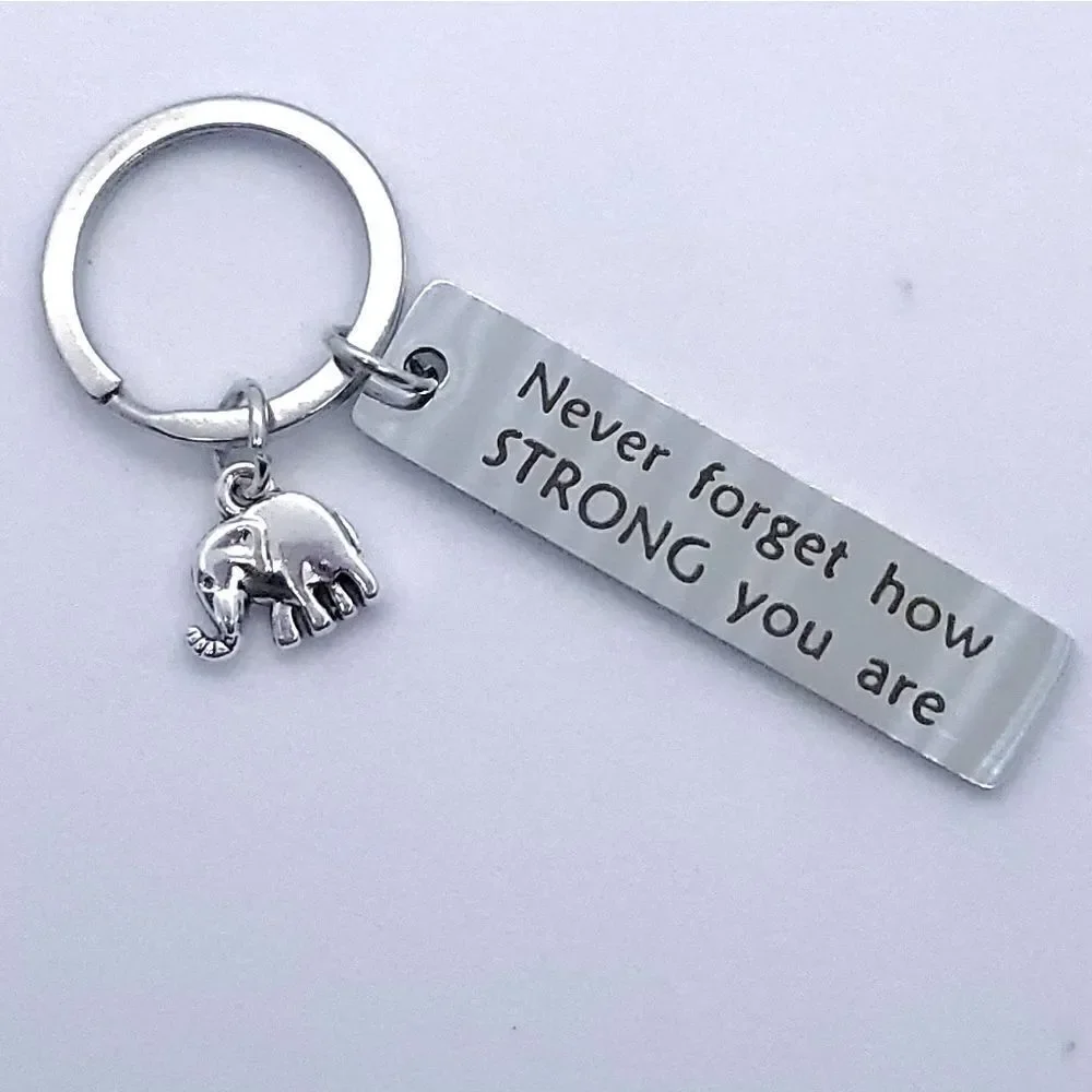 Never Forget How Strong Gift Bag Charm Stainless Steel Keychain Key Chain